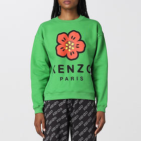 KENZO 高田贤三 女士棉质字母花徽标印花圆领长袖卫衣 绿色 FC62 SW011 4ME 57