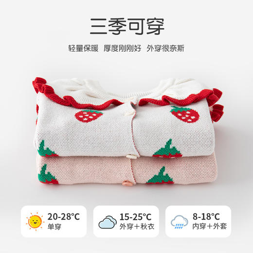 【小草莓提花针织毛衣 舒适百搭】巴布雨新款草莓女童秋装A类花边披肩女童针织毛衣秋冬女童针织衫 商品图3