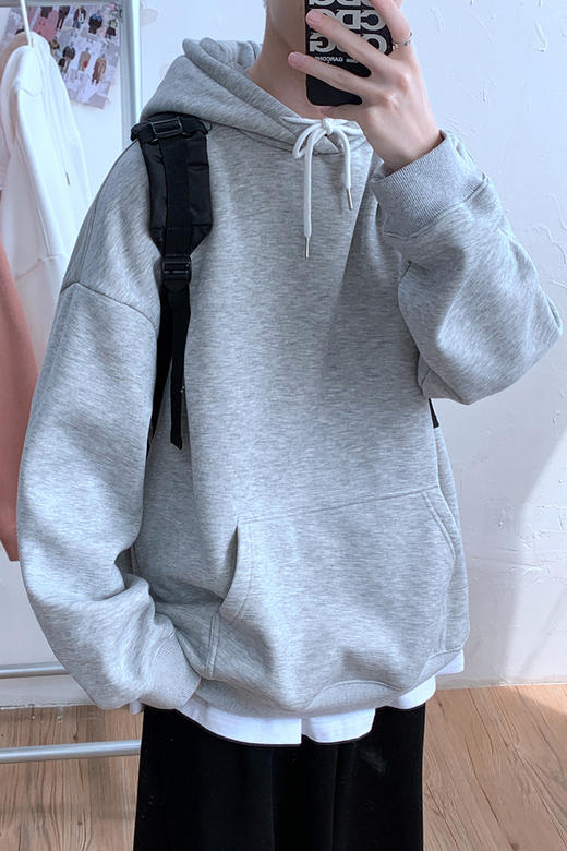 黛唯梵情侣装卫衣男春秋ins潮牌港风连帽纯色上衣宽松潮流百搭学生外套 商品图5