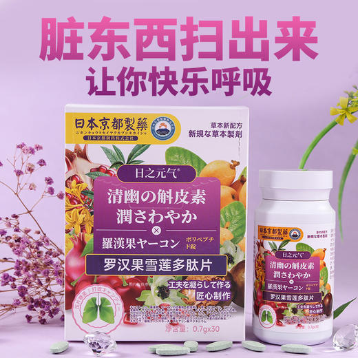 【第二瓶立减20元】 日の元気罗汉果雪莲多肽片 熬夜加班烟酒常伴 雾霾粉尘咳嗽多痰 罗汉果雪莲橘皮养护 秋季清润喉肺 商品图2