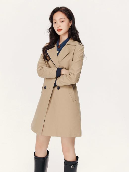 【经典款】【商场同款】伊芙丽春拼接撞色袖口双排扣风衣1992260221 商品图1