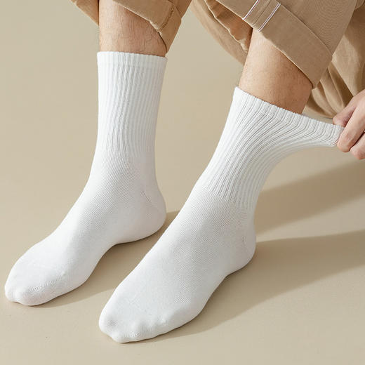 洁丽雅内衣秋上新3/4双装针织条纹棉质商务透气中筒袜男袜子 商品图8