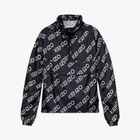 KENZO 高田贤三 女士尼龙字母徽标印花拉链连帽外套 黑色 FC62 BL167 9L0 99J