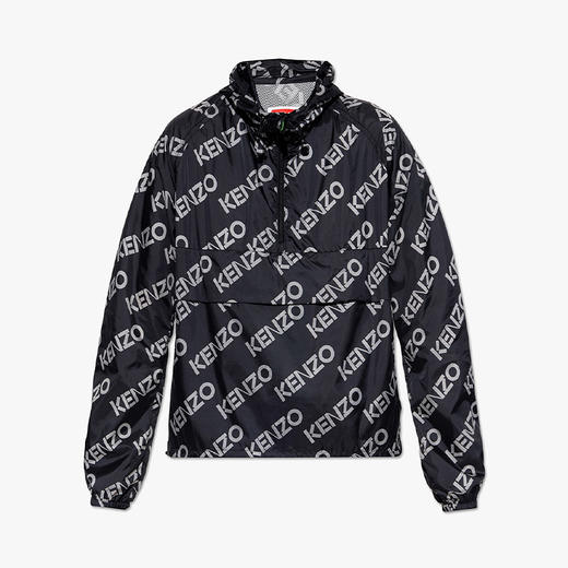KENZO 高田贤三 女士尼龙字母徽标印花拉链连帽外套 黑色 FC62 BL167 9L0 99J 商品图0