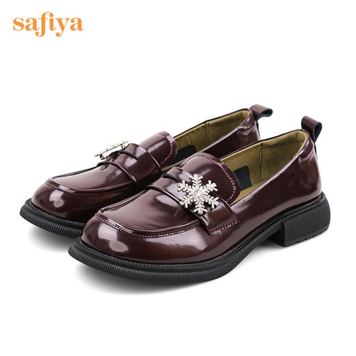 Safiya/索菲娅 2022秋季新款小众感复古学院风雪花饰扣乐福鞋 SF23112019 商品图6