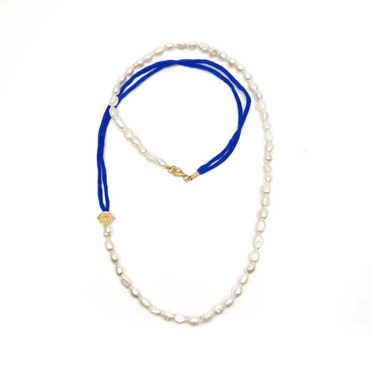 暂停销售｜Barbóra-IEye-皇家蓝 眼睛金币 珍珠 长项链（多种戴法）［希腊设计师] 商品图1