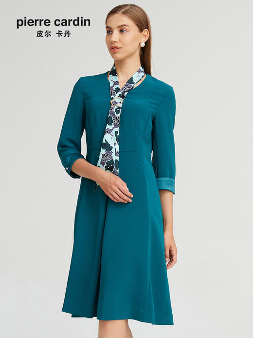 皮尔卡丹女装春秋季新款简约通勤百搭修身多色连衣裙C23DL37
 商品图3