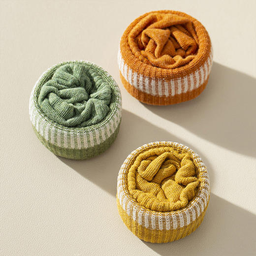 洁丽雅内衣3/4双套秋上新学院风双杠条纹高筒堆堆袜棉质女袜子 商品图1