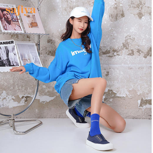 【反季清仓】Safiya/索菲娅 2022秋季新款懒人一脚蹬休闲百搭帆布鞋 SF23112213 商品图1