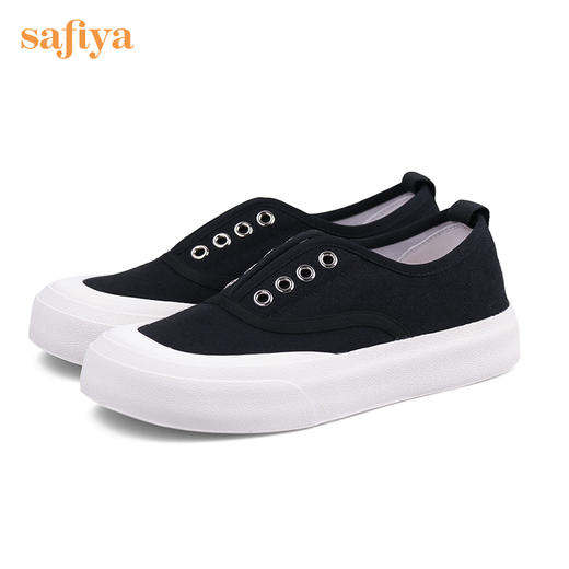 【反季清仓】Safiya/索菲娅 2022秋季新款懒人一脚蹬休闲百搭帆布鞋 SF23112213 商品图10