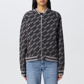 KENZO 高田贤三 女士棉质字母徽标印花拉链长袖卫衣 黑色 FC62 BL700 4MF 99J