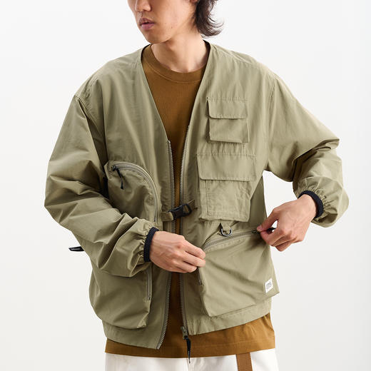 吃茶去chichaqu无领夹克户外马甲外套 商品图0