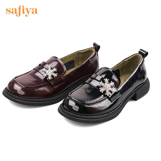 Safiya/索菲娅 2022秋季新款小众感复古学院风雪花饰扣乐福鞋 SF23112019 商品图7