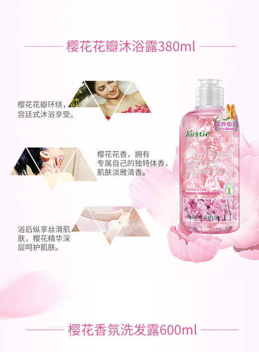 蔻斯汀千岛樱花香氛洗护沐浴套装（洗发600ml＋护发精华300ml＋沐浴380ml） 商品图1