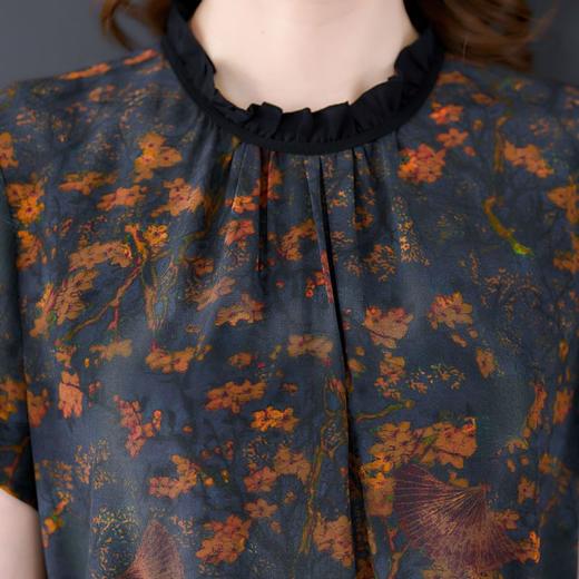 重磅真丝桑蚕丝连衣裙2022新款中年妈妈裙子大牌洋气短袖显瘦dp678 商品图6