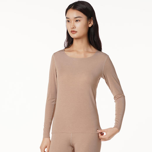 都市丽人轻暖5至15度女士发热纤维套装罗纹随意裁薄套装保暖衣LW21B2 商品图0