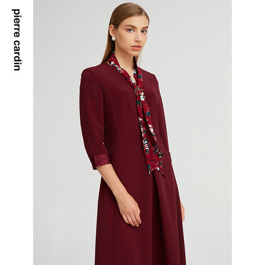 皮尔卡丹女装春秋季新款简约通勤百搭修身多色连衣裙C23DL37
 商品图3