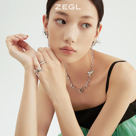ZEGL设计师晶蝶愈心系列蝴蝶戒指女小众设计时尚个性开口食指戒子 商品图9