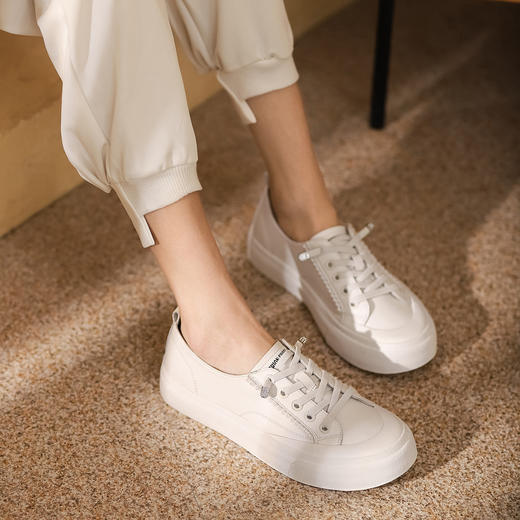 西村名物2022年春新款百搭厚底两穿踩跟单鞋一脚蹬平底板鞋休闲鞋女T22AM18531 商品图2