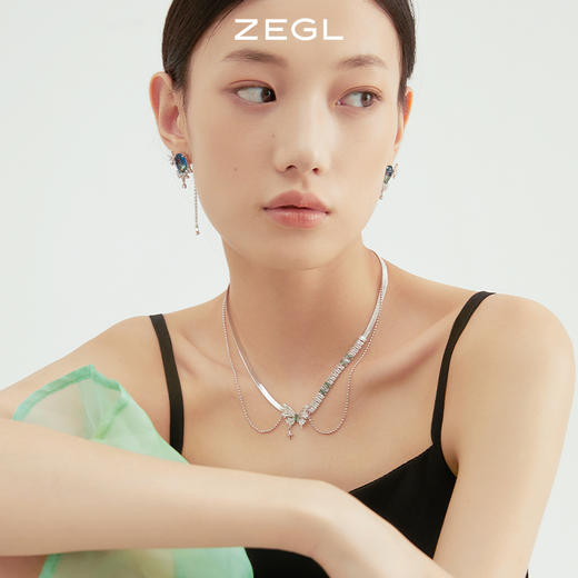 ZEGL设计师晶蝶愈心系列蝴蝶月亮耳环女轻奢小众耳钉925银针耳饰 商品图3