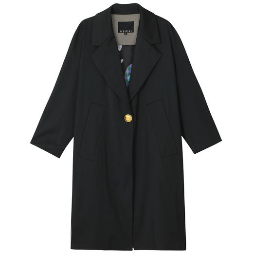 谜底2022秋新款复古时尚纯色一粒扣大廓形T型长风衣女223ME1077 商品图4