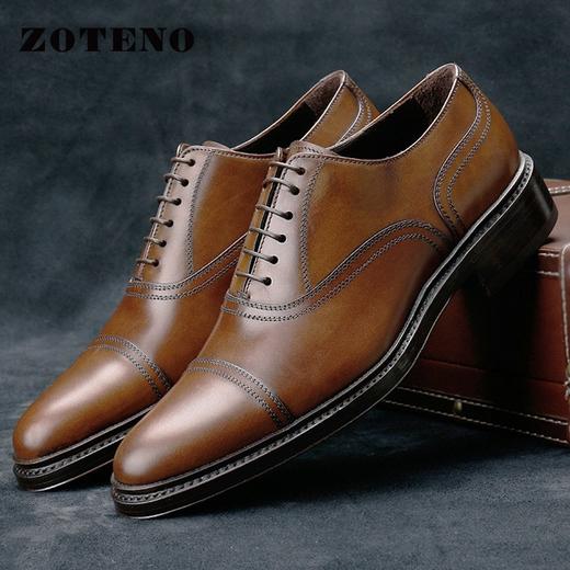 左天奴/ZOTENO 男鞋意大利进口高档手工缝制皮鞋男士商务正装鞋6492 商品图0