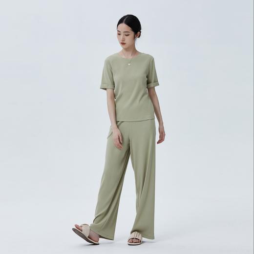 温柔简约亲肤 BLEO 细罗纹针织圆领短袖套装 商品图0