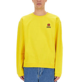 KENZO 高田贤三 男士棉质字母花图案刺绣徽标圆领长袖卫衣 黄色 FC65 SW412 4MF 40