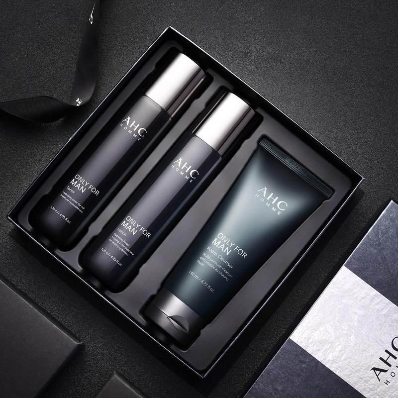AHC爱和纯 男士水润洁面补水保湿三件套（水120ml+乳120ml+洁面140ml)