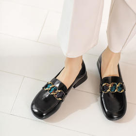 西村名物2022年春新款英伦风小皮鞋圆头低跟乐福鞋休闲一脚蹬女单鞋T22AM19401