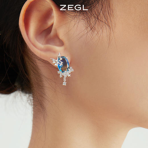 ZEGL设计师晶蝶愈心系列蝴蝶月亮耳环女轻奢小众耳钉925银针耳饰 商品图6