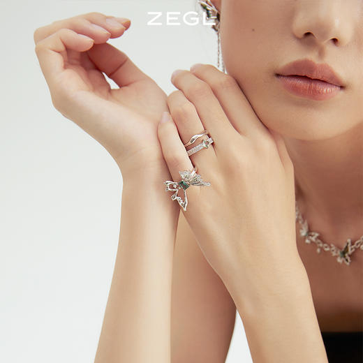 ZEGL设计师晶蝶愈心系列蝴蝶戒指女小众设计时尚个性开口食指戒子 商品图8