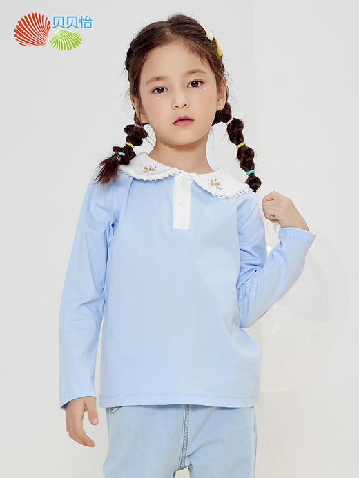 贝贝怡儿童春秋长袖娃娃领可爱休闲卫衣新款女童上衣 商品图1