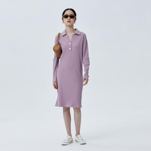 简约别致 BLEO 罗纹针织贝壳扣连衣裙 商品图2