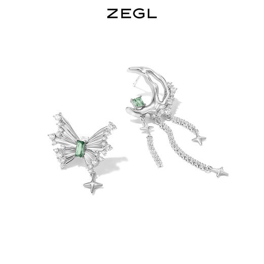 ZEGL设计师晶蝶愈心系列蝴蝶星月耳环女高级感流苏耳钉银针耳饰品 商品图4