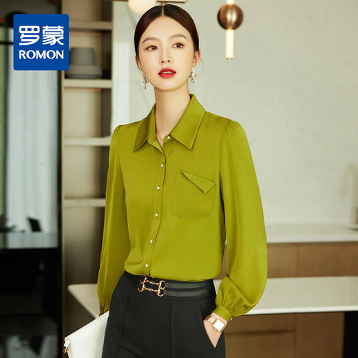 【轻盈舒适】罗蒙女士长袖衬衫亲肤透气商务通勤百搭经典翻领衬衣女 商品图1