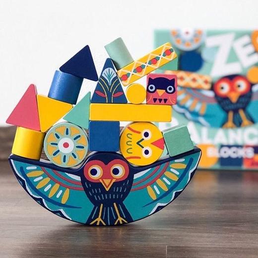 djeco动物平衡猫头鹰积木大块玩具儿童益智2-3岁男孩堆搭智力游戏 商品图2