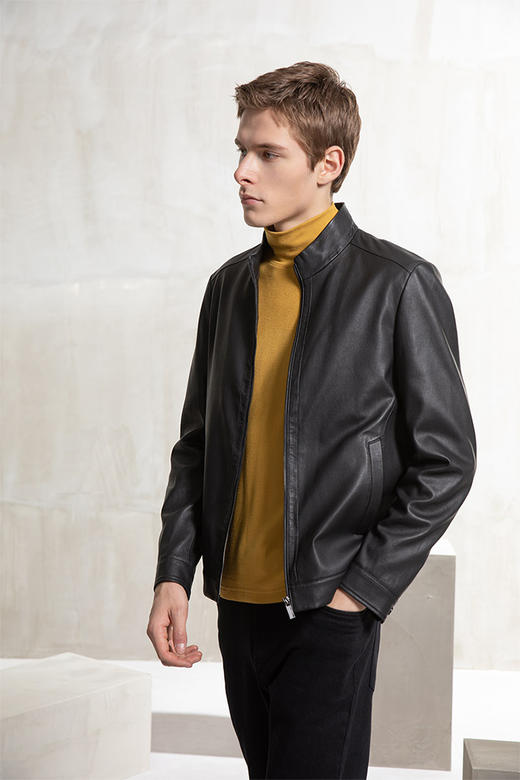 callisto黑色羊皮革皮夹克 FQFLT022C 商品图2