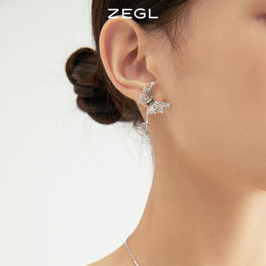 ZEGL设计师晶蝶愈心系列蝴蝶耳环女小众设计感高级耳钉银针耳饰品 商品图4