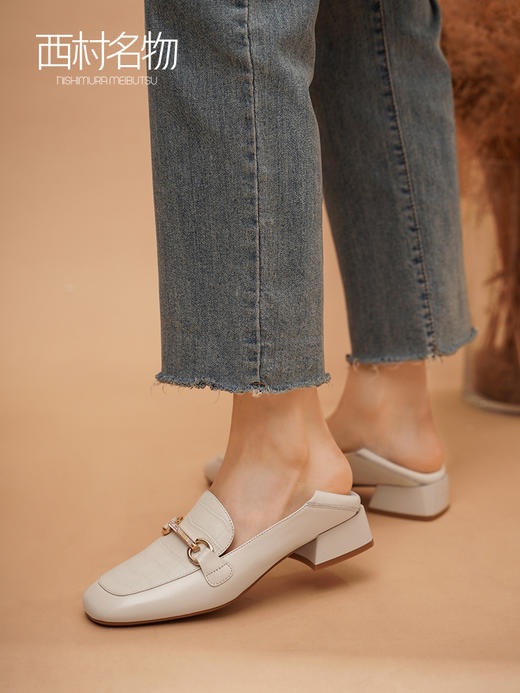 西村名物2022春季新款英伦小皮鞋百搭粗跟单鞋女中跟乐福鞋T22AM16761 商品图0