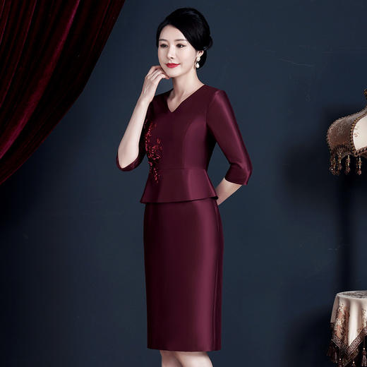 JC-52329喜婆婆参加婚礼服年轻婚宴装新娘母礼服高贵秋装遮肚子 商品图2