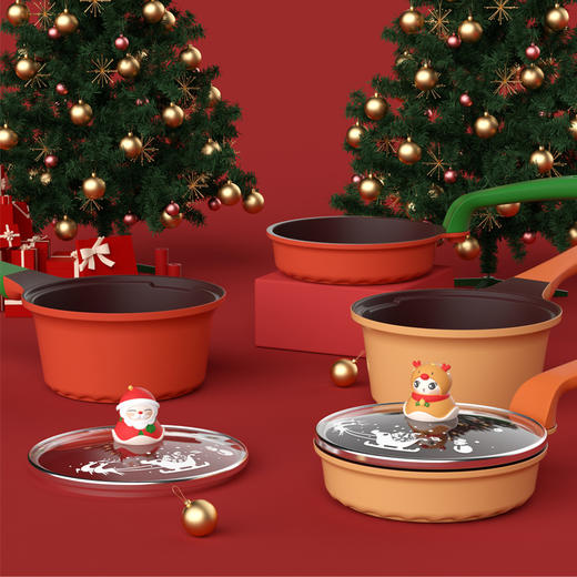 【限量款 3D圣诞锅】didinika迪迪尼卡圣诞老人版辅食锅奶锅麦饭石不粘锅婴儿小奶锅泡面锅 商品图0