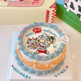 奥特曼手绘复古蛋糕-低糖处理无添加