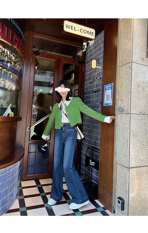 黛唯梵小骨家 含羊毛重工/气质名媛绿色小香外套女早秋短款高级感上衣 商品图3