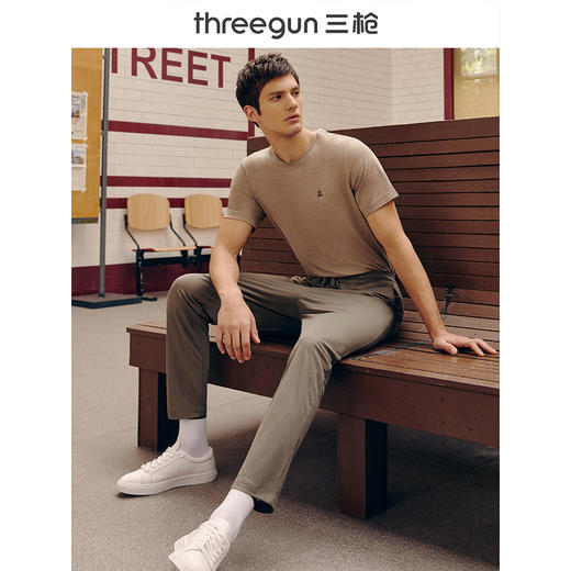 Threegun三枪 【麻感珠地】男士休闲家居长裤-60985B011 商品图7