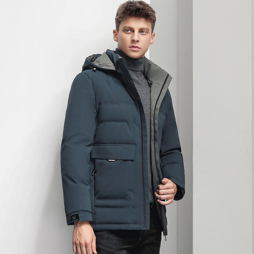 圣得西男士白鹅绒可拆卸帽羽绒服冬季厚款工装口袋外套2262942063 商品图2