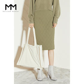 【商场同款】麦檬冬菱形格纹高腰后开叉半身裙5CA242241