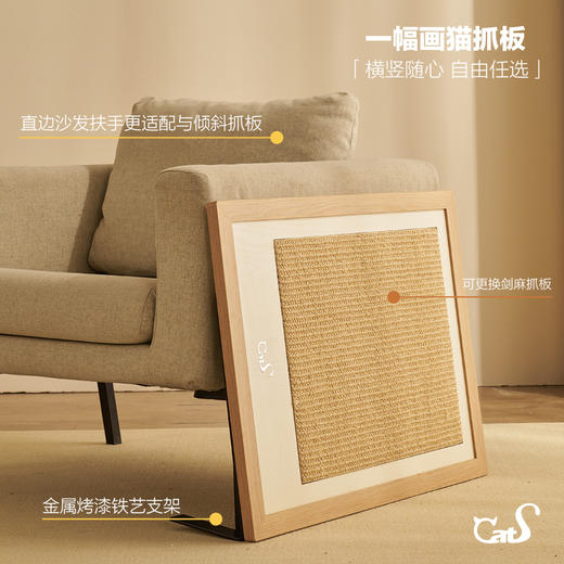 CatS猫家具一幅画猫抓板 烤漆铁艺斜面剑麻板耐用磨爪板沙发防挠 商品图2