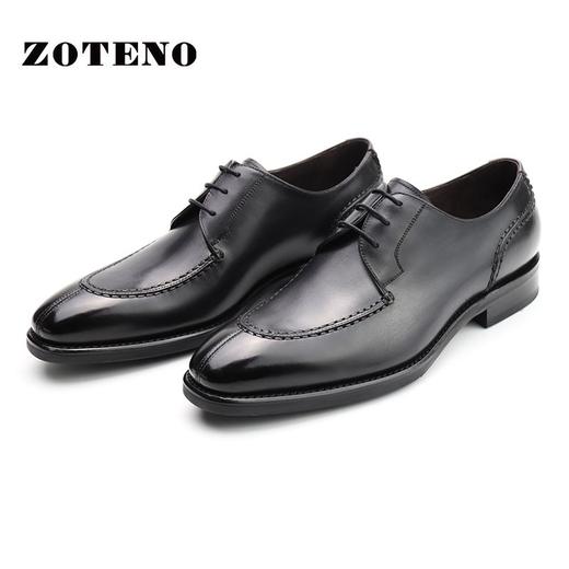 左天奴/ZOTENO 皮鞋男商务正鞋男鞋头层牛皮英伦系带工装鞋J620 商品图0