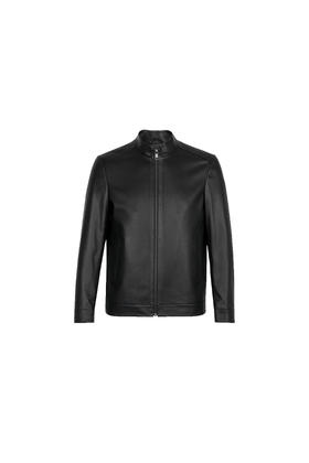 callisto黑色羊皮革皮夹克 FQFLT022C